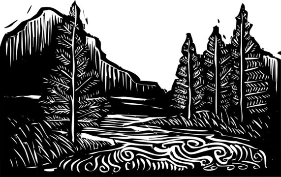 Woodcut Landscape