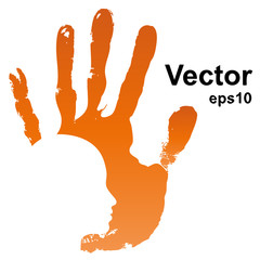 Vector hand print with a face
