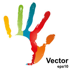 Vector hand print with a face