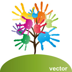 A tree made of hand prints