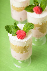 Dessert with raspberry