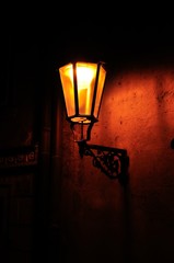 Retro street lamp at night