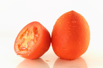tomato and cut tomato with waterdrop