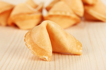 Fortune cookies on wooden table