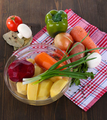 Composition of vegetables on bright background