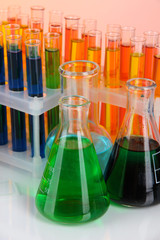 Colorful test tubes close-up