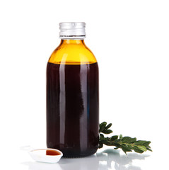Cough syrup isolated on white