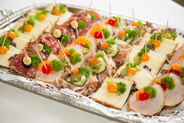 Appetizers on a plate at buffet