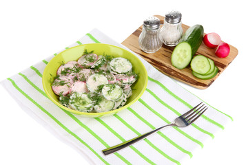 Vitamin vegetable salad in plate isolated on white