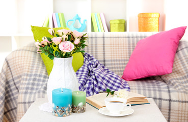Close up on trendy modern living room