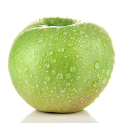 Juicy green apple, isolated on white