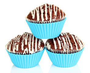 Sweet cupcakes isolated on white