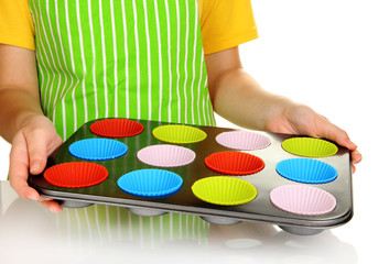 Preparing  muffin cakes close up