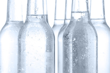 Water bottles close up