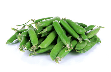 Sweet green peas isolated on white