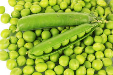Sweet green peas close-up