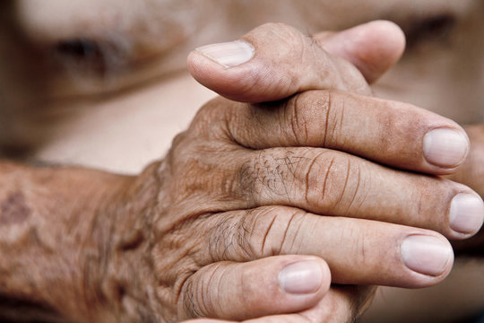 close up of old man hand