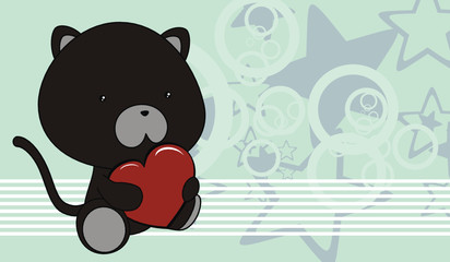 black cat baby cartoon love heart background