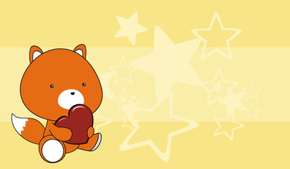 fox baby cartoon love heart background