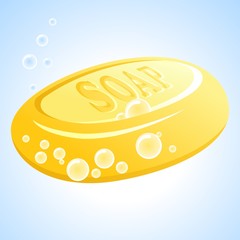Vector yellow soap with bubbles