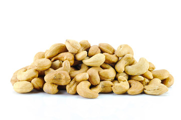 cashew nuts on white background