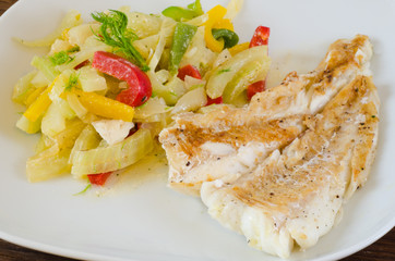 Grilled codfish with vegetables