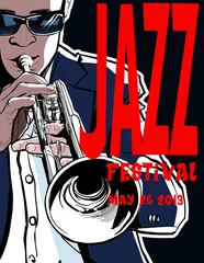 Papier Peint photo Autocollant Groupe de musique Affiche de jazz avec trompettiste