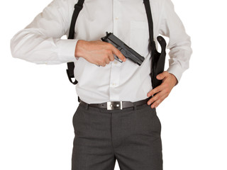Secret service agent with a gun