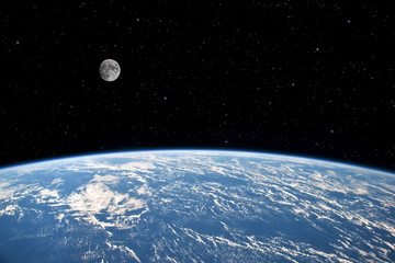 Naklejka na ściany i meble Moon over Earth. Elements of this image furnished by NASA.