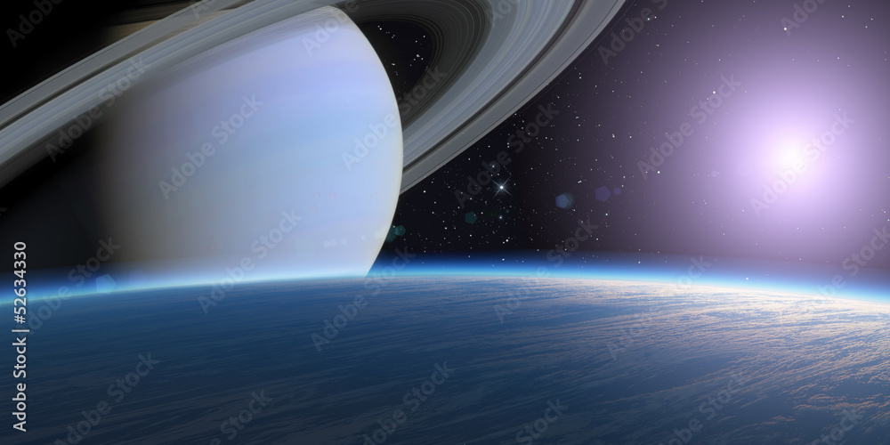 Wall mural planet and gas giant. elements of this image furnished by nasa.