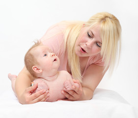 Young mother with her baby together.