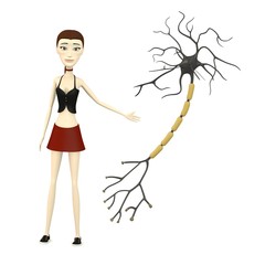 3d render of cartoon character with neuron