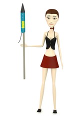 3d render of cartoon character with rocket