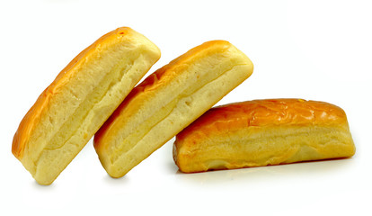 three fresh buns isolate