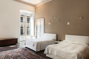 beautiful hotel room in historic building, suite, bedroom