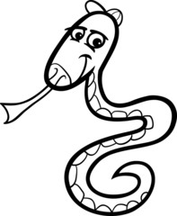 snake cartoon illustration for coloring book