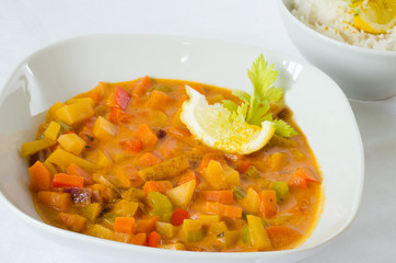 Rutabaga (swede) curry with coconut rice