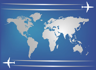 Airplanes and world map