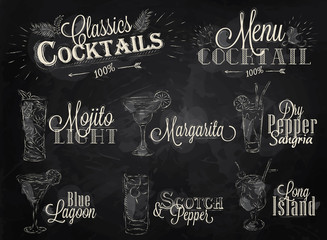 Set cocktail menu chalk