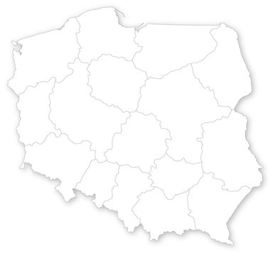Fototapeta Prosta mapa Polski z województwami