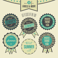 Set of summer events related vintage labels