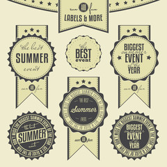 Set of summer events related vintage labels