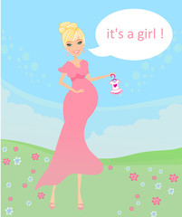 Beautiful pregnant woman on shopping for her new baby
