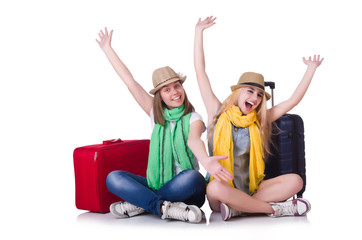 Pair of young students travelling