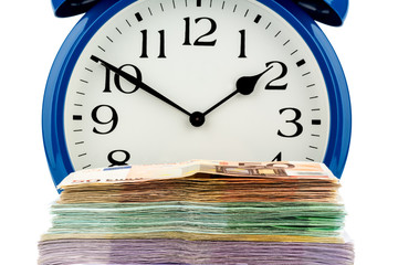 clock and banknotes