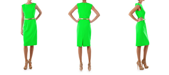 Fashion concept with dress sets on white