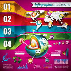 Vector world map design set of infographic elements.