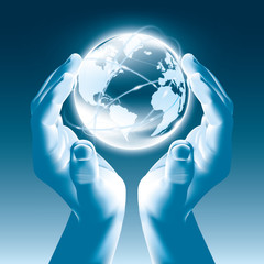 Holding a glowing earth globe in hands - Globalism - 52646346