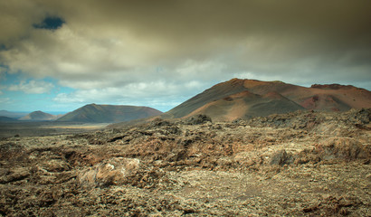 Volcanic landscape and the sea
