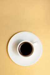 top of view of white cup of espresso coffee